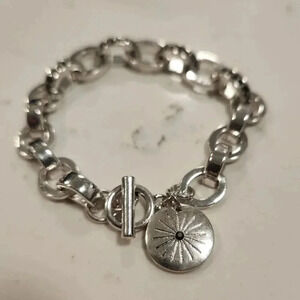 Marlyn Schiff Rhinestone Star Pendant Chain Link Toggle Bracelet